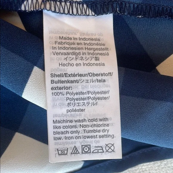 J. Crew Navy and Cream Checkered Bow Tie Back Halter Top Size 8 - Picture 8 of 8